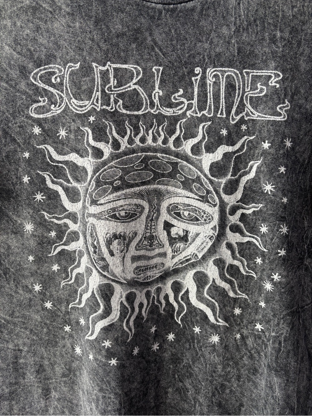 Sublime | Acid Wash Sun Graphic Tee | Vintage Grunge Y2K Celestial Oversized - Picture 4 of 6